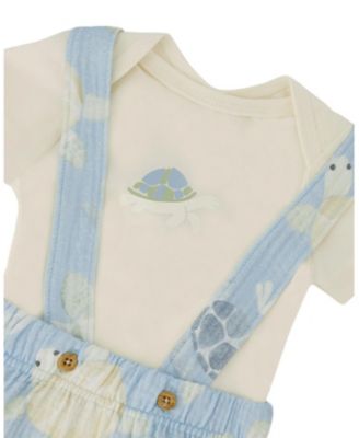 Boys' Organic Cotton Jersey Onesie and Muslin Turtle Print Shortall Set - Baby