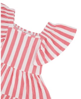 Girls' Short Sleeve Crinkle Jersey Stripes Dress - Big Kid