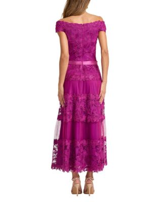  Adriane Floral Embroidered Tea-Length Dress