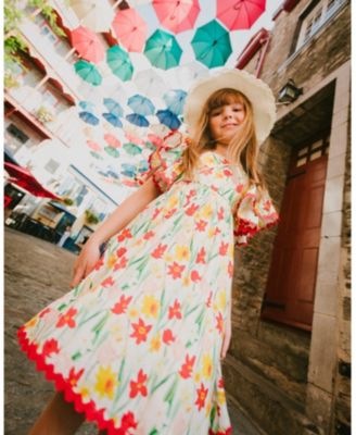  Girls' Short Sleeve Viscose Daffodil Dress - Big Kid