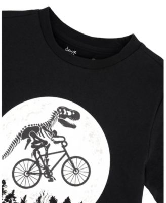 Boys' Organic Cotton Jersey Dino On Bike T-Shirt - Little Kid