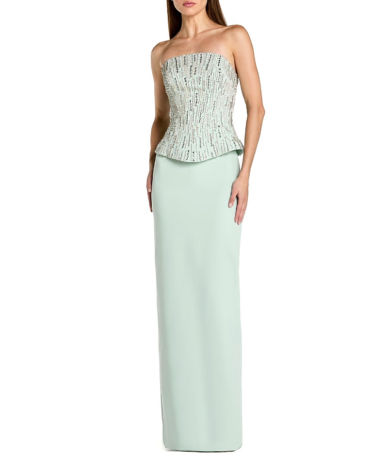 Mac Duggal Crepe Embellished Corset Strapless Column Gown