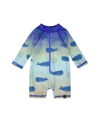 Boys' One-Piece Long Sleeve Whale Rashguard - Little Kid
