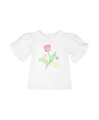 Girls' Organic Cotton Jersey Embroidery Short Sleeve Top - Little Kid