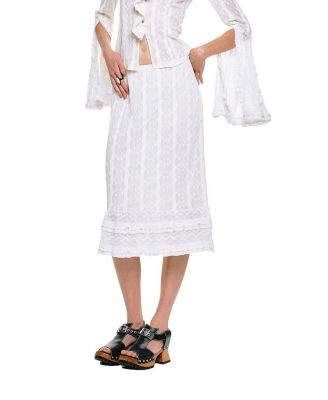  Floral Ruffle Stretch Lace Skirt