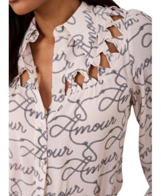  Women's Amour Print Bow Shirt