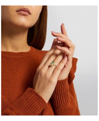 18K Yellow Gold Emerald & Diamond Shaker Eternity Ring