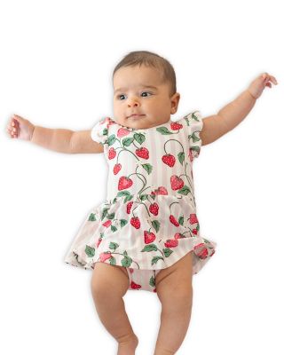 Girls' Strawberry Print Twirl Bodysuit Dress - Baby