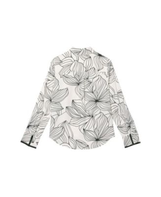  Women's Floral Print Satin Shirt