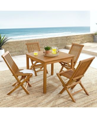  Vienna Outdoor Patio Teak Wood Dining Set with Folding Chairs, Set of 5