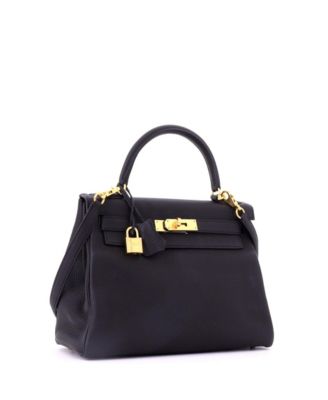 Kelly 28 Handbag Black Togo with Gold Hardware