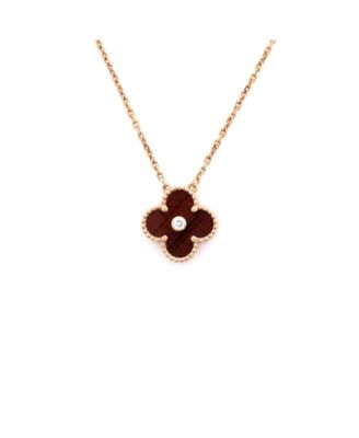 Vintage-Like Alhambra Pendant Necklace Limited Edition 18K Rose Gold and Bull's Eye with Diamond, 16.25"