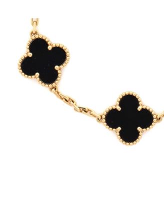  Vintage-like Alhambra 5 Motifs Bracelet 18K Gold and Onyx