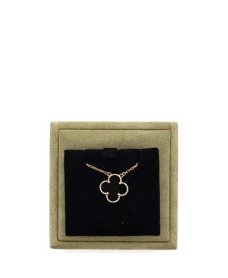 Vintage-Like Alhambra Pendant Necklace 18K Gold and Onyx, 16.25"