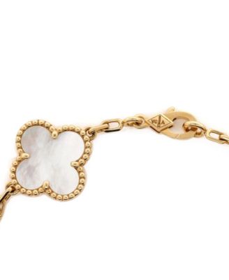  Vintage-like Alhambra 5 Motifs Bracelet 18K Gold and Mother of Pearl