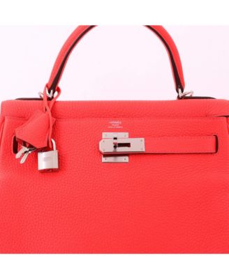 Kelly 28 Handbag Pink Clemence with Palladium Hardware
