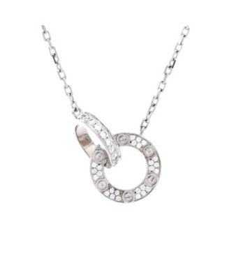  Love Interlocking Pave Necklace 18K White Gold and Diamonds, 16"