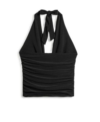  Deep V Halter Detail Blouse