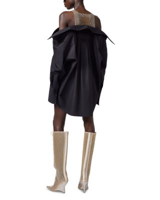 Crystal Embellished Mini Shirt Dress