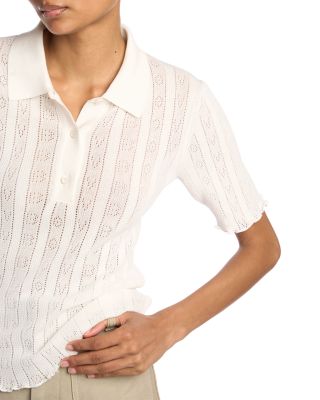Pointelle Polo Top