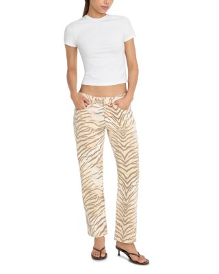 Vintage High Rise Straight Leg Ankle Jeans in Brown Tiger