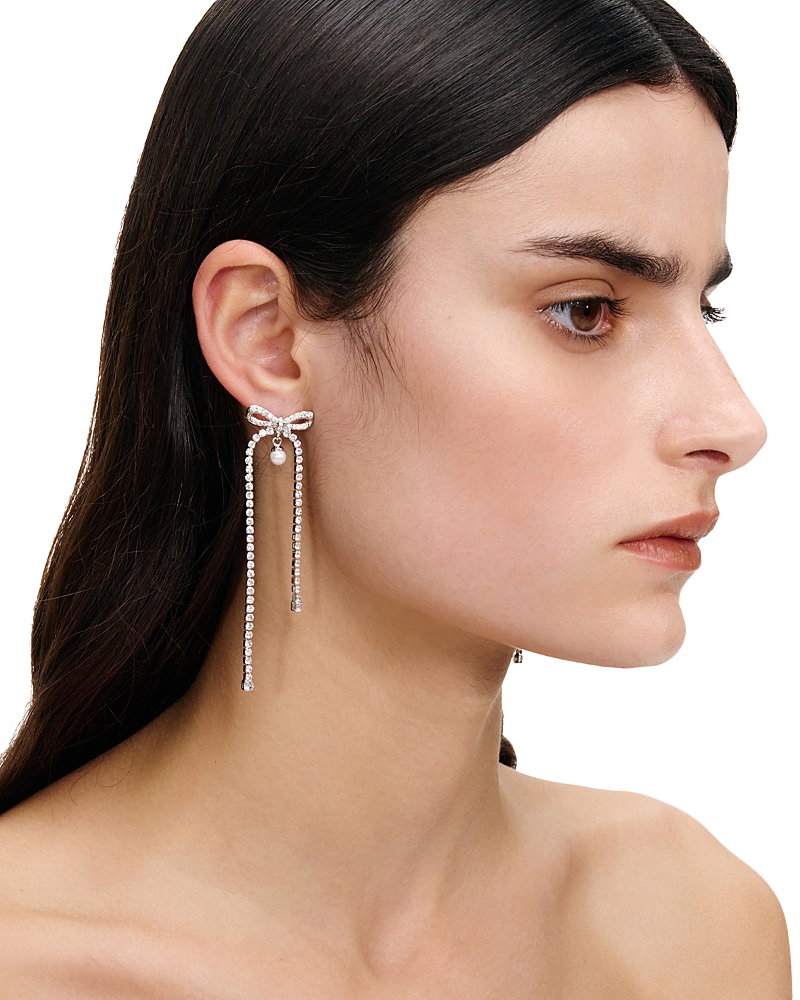 Self-Portrait Crystal Bow Dangle Earrings