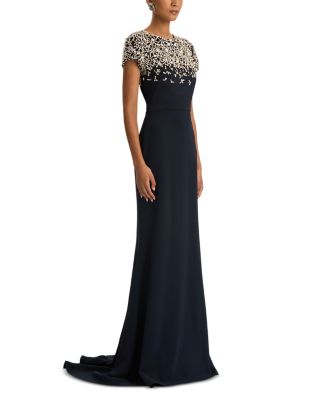 Cap Sleeve Crystal Embroidered Gown