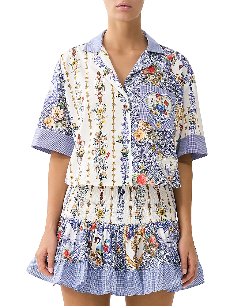 Camilla Cropped Camp Collar Blouse