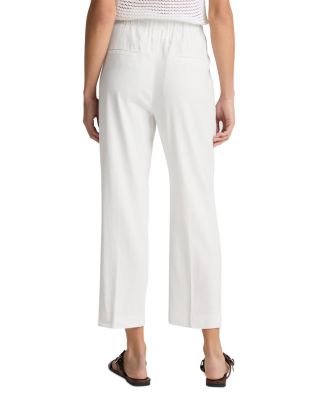 Linen Blend Mid Rise Tapered Pull On Pants  