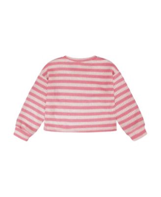 Girls' Long Sleeve Cropped Striped Sweater - Little Kid