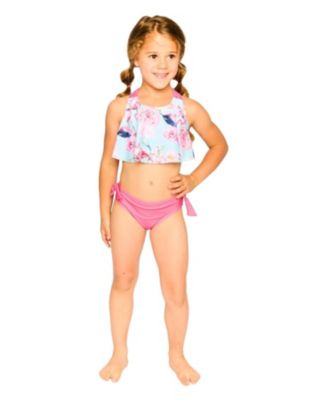 Girls' Two-Piece Triple Strap Flamingo Swimsuit - Big Kid