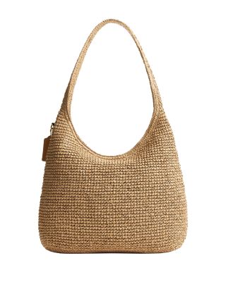 Brooklyn 34 Medium Shoulder Raffia Bag in Brown