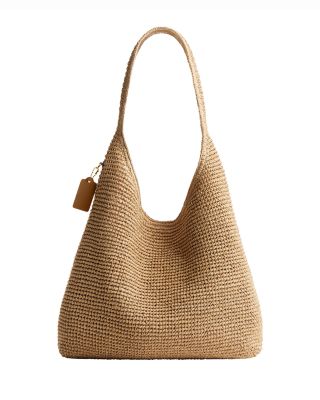 Brooklyn 39 Large Shoulder Raffia Bag in Brown