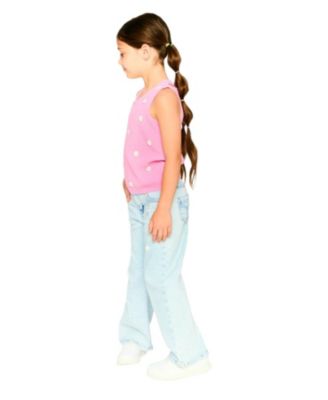 Girls' Wide Leg Embroidery Denim Jeans - Big Kid