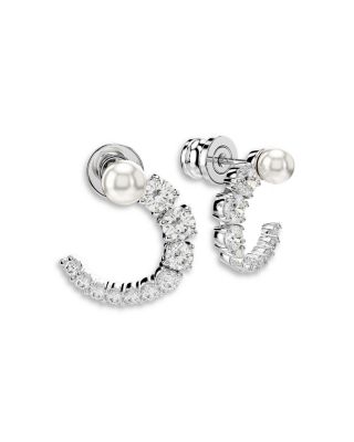 Matrix Mixed Stone Front Facing Half Hoop Earrings