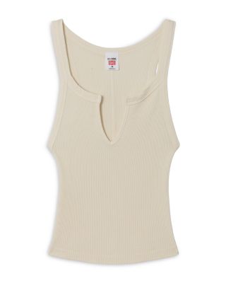 V Cut Ribbed Tank Top