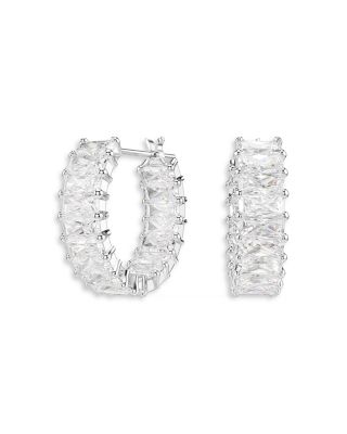 Matrix Baguette Crystal Hoop Earrings