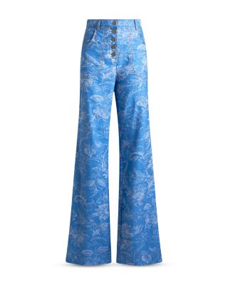 Flared High Waisted Jeans in Multi/Light Blue