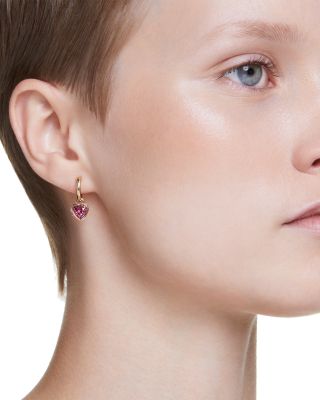 Chroma Cubic Zirconia Heart Charm Hoop Earrings