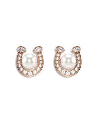 Symbolica Crystal & Imitation Pearl Horseshoe Stud Earrings