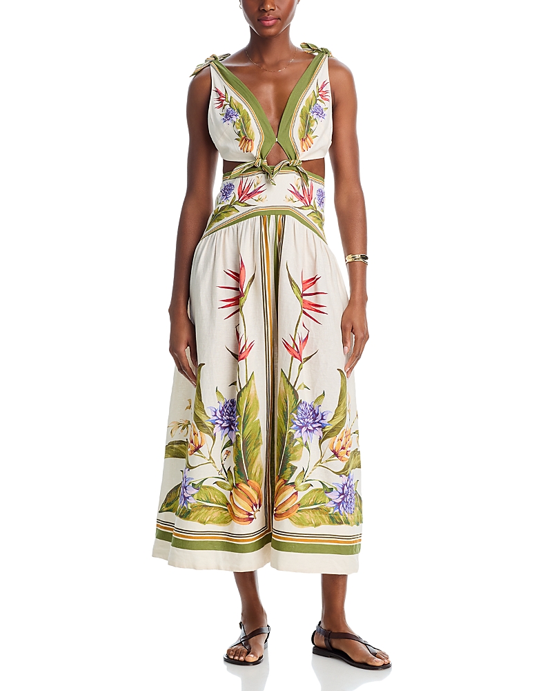 Farm Rio Tropical Scarf Sand Midi Dress