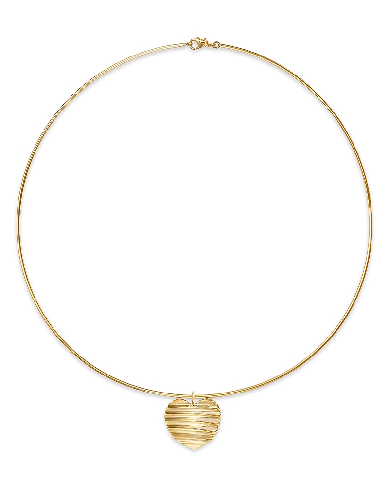 Bloomingdale's Fine Collection Blm Gold Ribbed Heart Omega Pendant Necklace in 14K Yellow Gold, 16