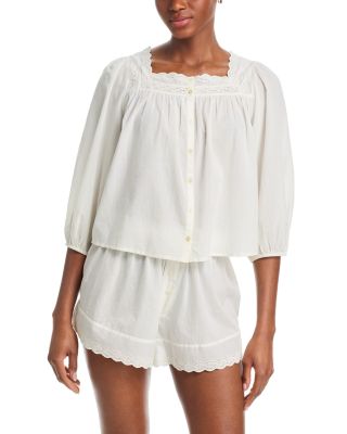The Eyelet Button Sleep Top & The Eyelet Tape Shorts