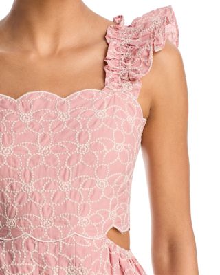 Embroidered Scallop Midi Dress - Exclusive