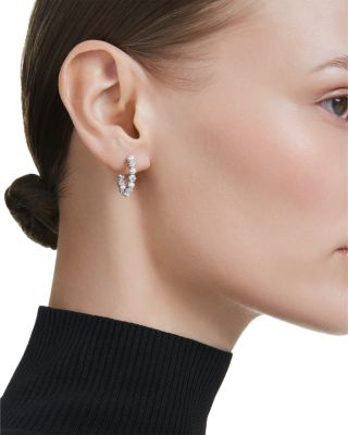 Matrix Crystal & Imitation Pearl Hoop Earrings