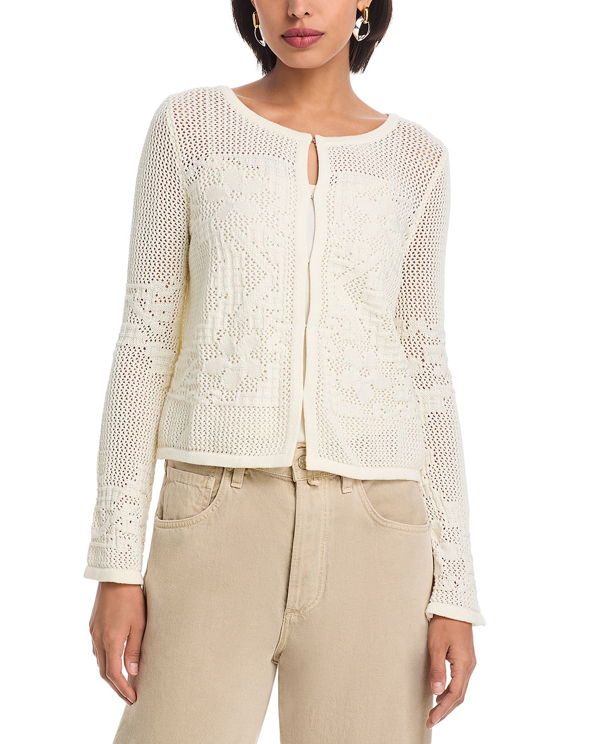 525 America Marigold Mesh Stitch Sweater Jacket