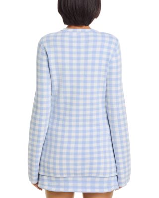 Gingham Juniper Elongated Fitted Cardigan
