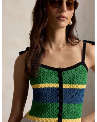 Color Blocked Cable Knit Tank Top