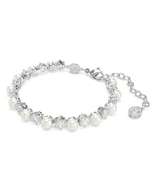 Matrix Cubic Zirconia & Imitation Pearl Necklace, Bracelet & Stud Earrings Set