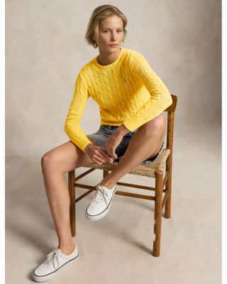 Cable Knit Cotton Crewneck Sweater